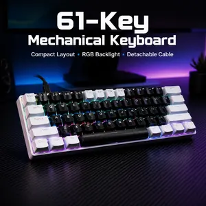 60% Ultra Compact Mechanical Gaming Keyboard, 61-Keys, Hot-Swappable Red Switches, 17-Mode RGB Backlighting, USB-C Detachable Cable, Ergonomic Design - Compatible with PC, Mac for Gaming, Office Use