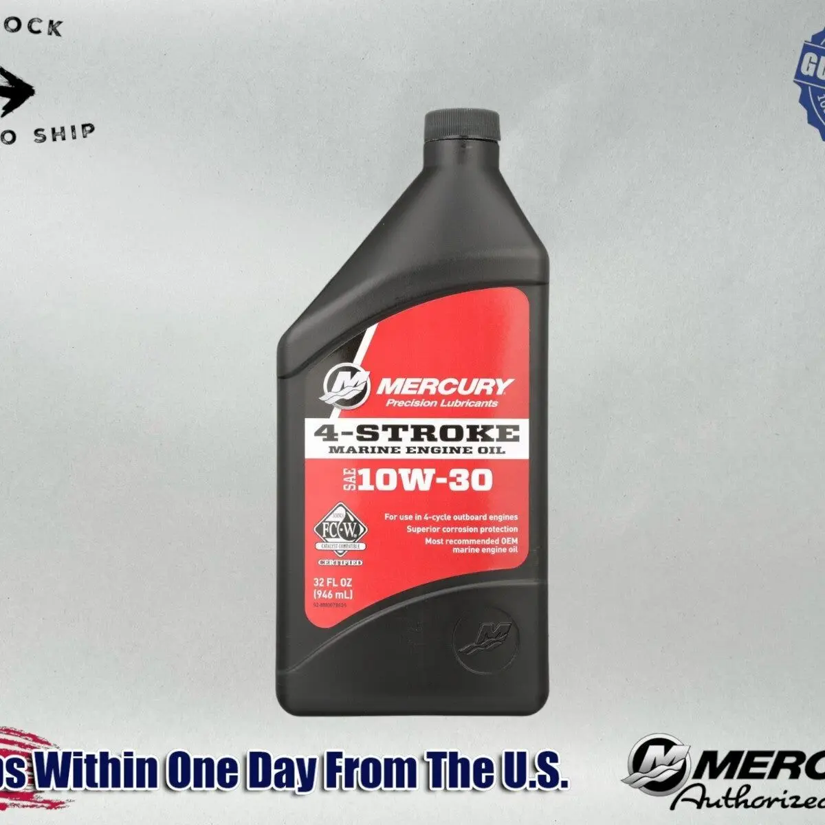Mercury OEM SAE 10W-30 Mineral 4-Stroke Marine Engine Oil Quart 8M0078625