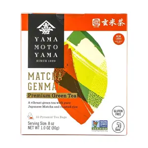 YAMAMOTOYAMA Japanese Matcha Genmaicha Green Tea Bags - 10 Count (30g) - Gluten-Free, 0 Sugar, 0 Additives - Authentic Roasted Rice & Matcha Blend