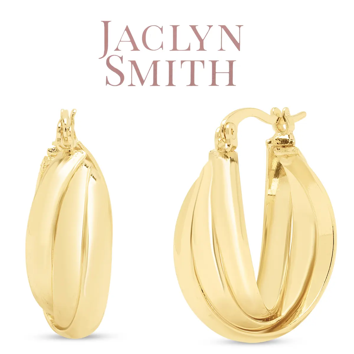 Jaclyn Smith Retro Hoop Earrings In Gold