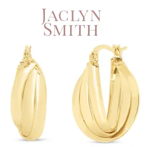 Jaclyn Smith Retro Hoop Earrings In Gold