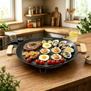 SUKESEM 1000W Indoor Electric Griddle - Smokeless Korean BBQ Grill Pan, Portable Non-Stick Griddle with Adjustable Temperature Control for Home Kitchen Cooking & Party-Dealforyoudays