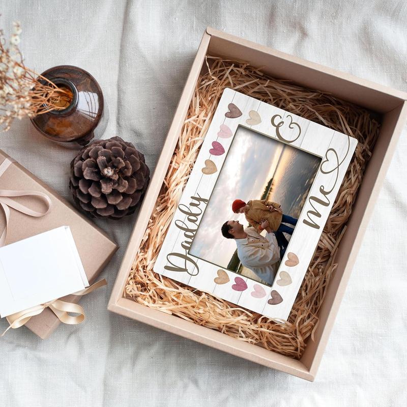 Dad Picture Frame, Fathers Day Birthday Gifts, First Time Dad Gifts from Daughter Girl, 4x6 Wood Daddy & Me Photo Frame for Desk Display-A02