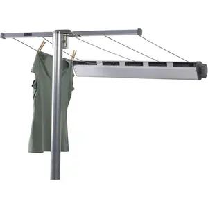Retractable Clothesline Post 3-Piece Set for Laundry Drying, 15 x 7-Inch Space-Saving Design, Reusable Outdoor Clothesline, Rust-Resistant Drying Rack, Easy Installation for Home Use Household Plastic Hanging Room