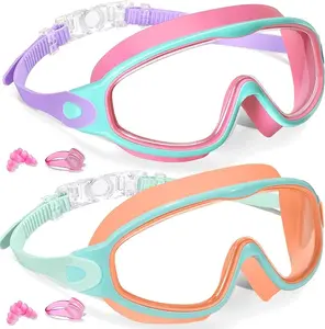 2 Pack Rantizon Swim Goggles,My Cool Summer Goggles, Wide View Anti Fog No Leaking Swim Glasses With Earplugs and Nose Clip for Audlt Kids stationery kid gift valentine day baby shower party favor tiktok trend