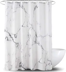 YOSTEV Marble Bathroom Shower Curtain,Grey and White Fabric Shower Curtain with Hooks,Unique 3D Printing,Decorative Bathroom Accessories,Water Proof,Reinforced Metal Grommets,Standard 72X72 Inches YOSTEV Home
