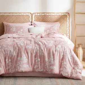 Pink King Comforter - 7 Floral Sets King, a Bag with Botanical Flowers Comforter,, Pillowcases  Shams