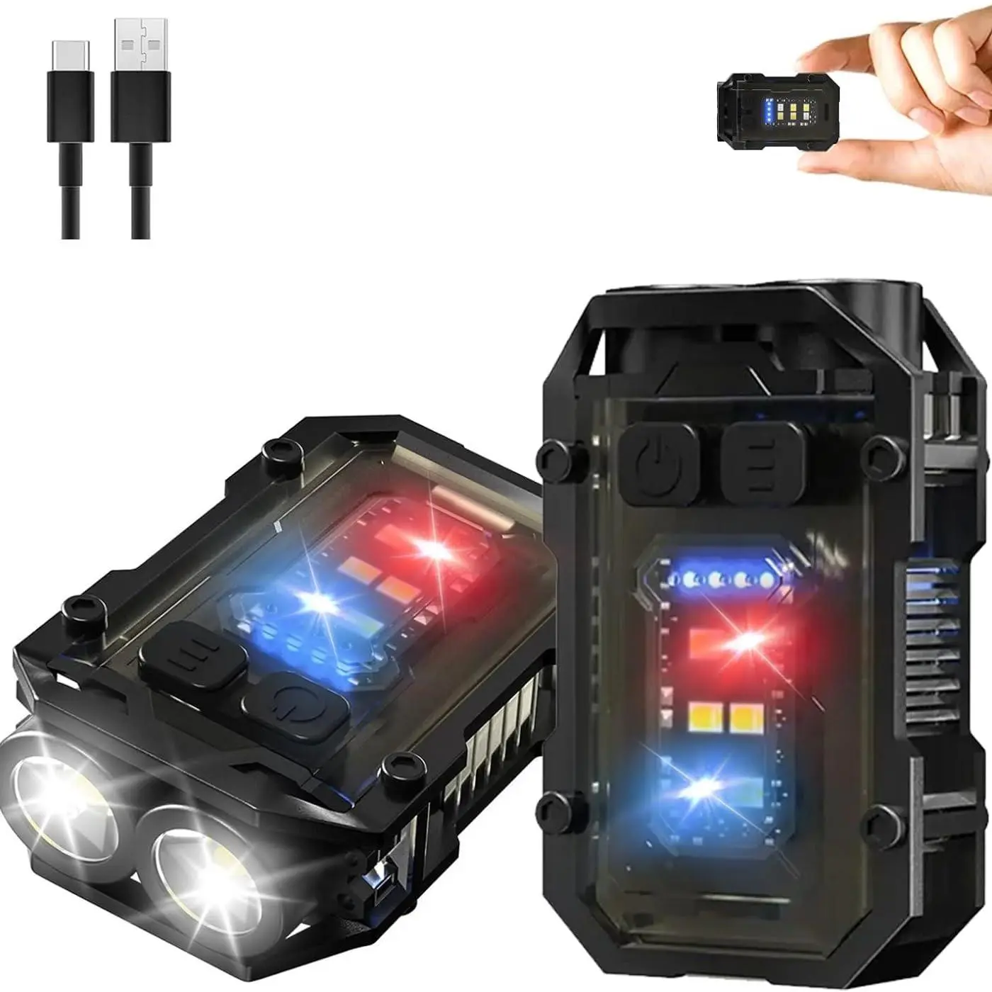 Mini Keychain Flashlight with Clip, LED Magnetic EDC Key Chain Light for Mechanics with COB Sidelight, USB C Rechargeable Small Multi-Use Waterproof Light for Work Car Repair Emergency