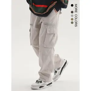 Trendy Multi-Pocket Zipper Work Pants, American Vintage Straight Leg Cargo Pants, Street Style High-Street Casual Trousers