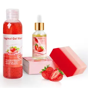 Feminine Wash & Yoni Oil & Yoni Soap Set for Women, Yoni Wash for Ph Balance Remove Odor Moisturizing, 1 Fl.Oz Essential Oil & 5.07 Fl.Oz Strawberry Body Wash 5.29 Oz Yoni Soap Bar