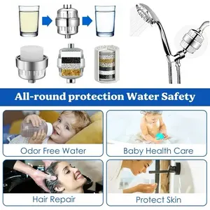 Purified Cleanse Luxury Shower Filter with Shower Head, 17-Stage Cartridge for Harmful Chemicals, Chlorine, Lead, and Heavy Metals Removal