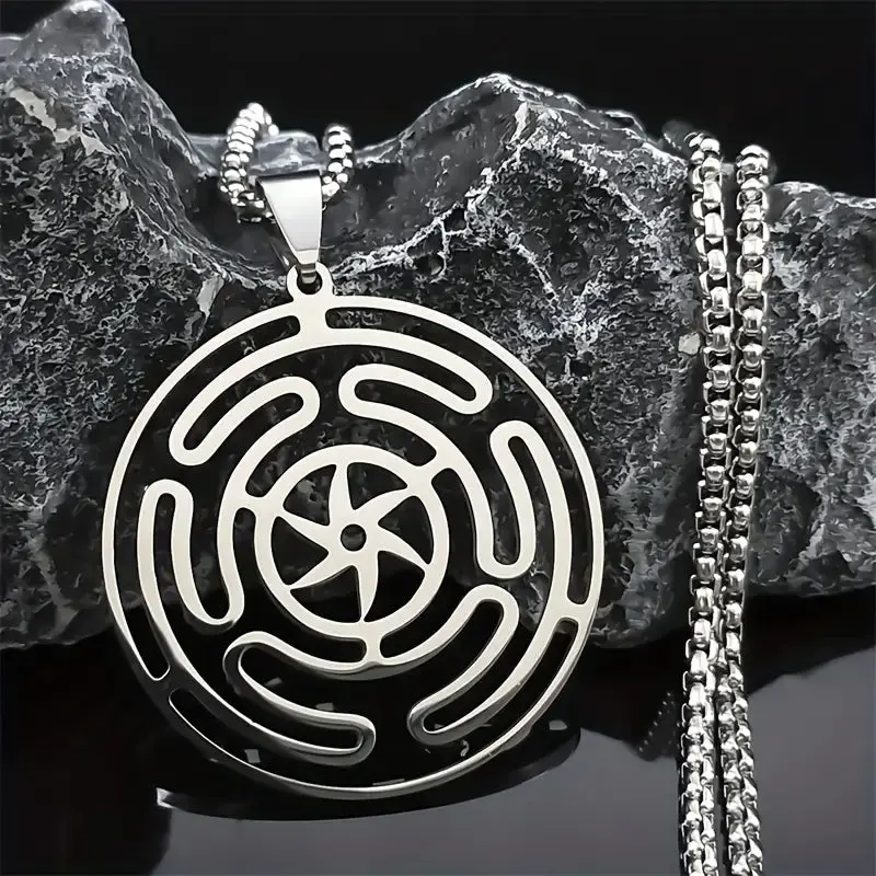 Hecate's Wheel Necklace - Strophalos Pendant 1.0"–1.5" with 18"–20" Chain for Hecate Devotion & Crossroads Liminal Alignment, Devotional, Emblem, Wheel Pattern