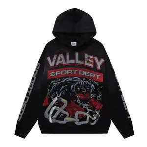 Oversized "Valley Dreams" Vintage Washed Graphic Pullover Hoodie| Y2K Grunge Minimalist Streetwear| Unisex Edgy Layering Sweatshirt for Men Women Spring Fall OOTD