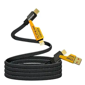 [One is Enough] 4-in-1 USB-C Data Cable, PD 65W Fast Charging Data Cable, Multi-function Data Cable, USB A/Type C/Lightning Charging Cable, Compatible with iPhone, Galaxy, Tablets, and Samsung, 5-foot