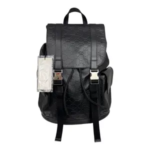 Pre-owned GUCCI Leather Travel Bags Full Black Monogram Backpack Large Size