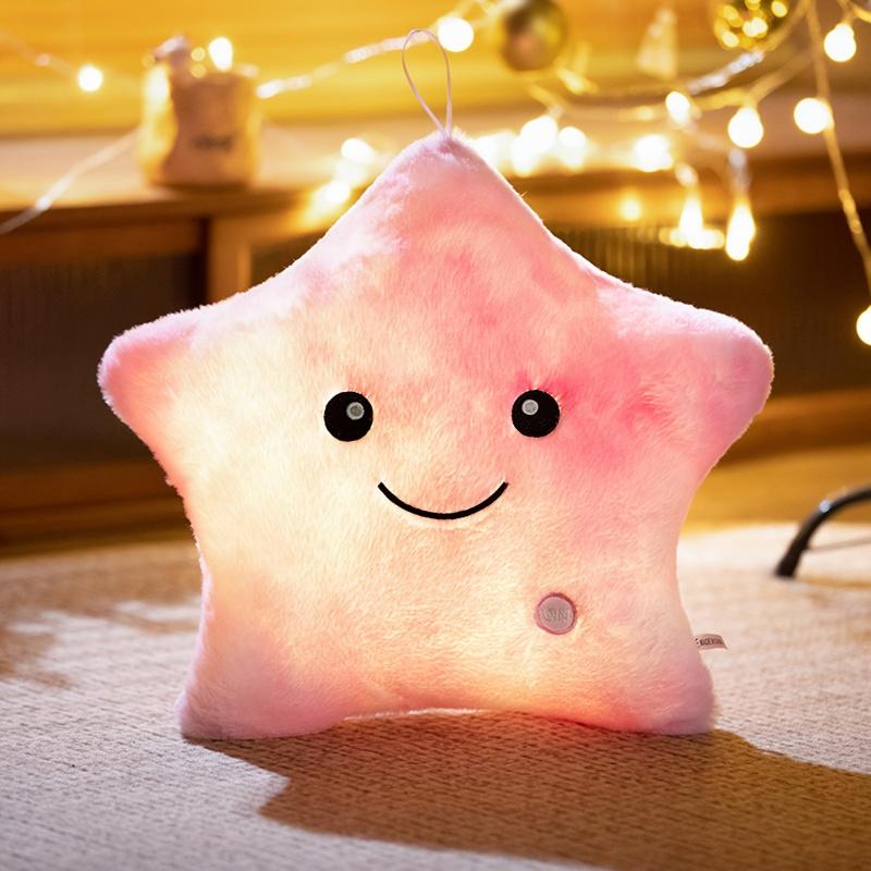 1PC Light Up Star Plush, Soft Stuffed Animal with Steady/Flashing Glow, Battery Operated, Bedroom Decor Night Light, Perfect Birthday/Christmas Gift for Toddlers Boys Girls