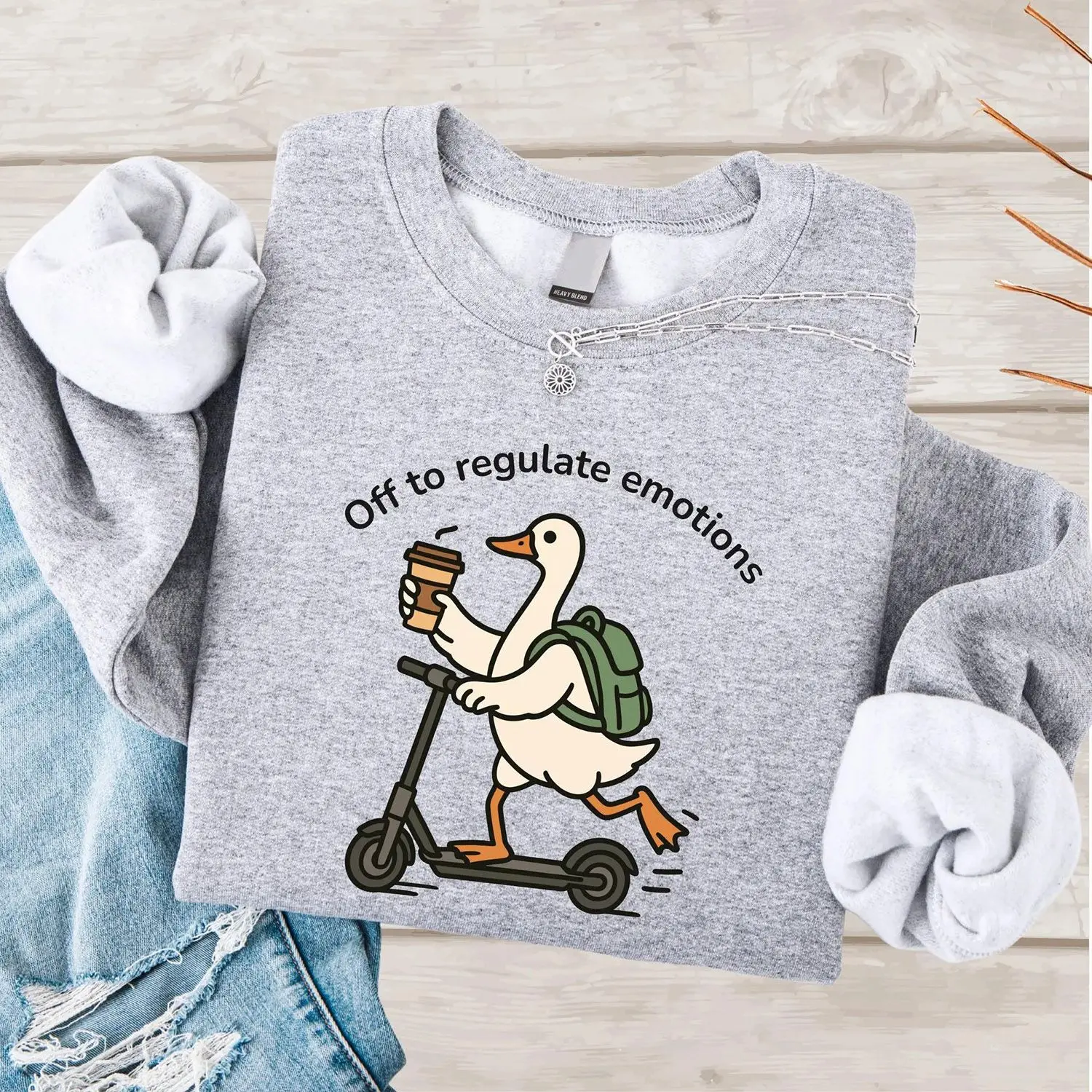 Off to Regulate Emotions Sweatshirt, Mental Health Sweater, Counselor Gift, SEL Therapist Crewneck, Funny Goose Teacher Sweater