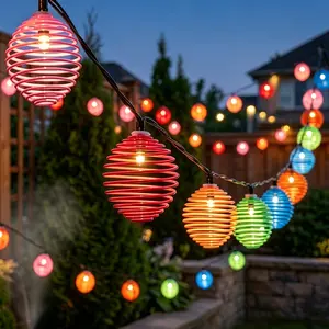 BACKYARD FOX Solar String Light, 8 Lighting Modes Metal Waterproof IP44 Solar Charging Patio Light, Metal Hanging Outside Light for Backyard, Porch, Deck, Balcony, Garden Home Decor