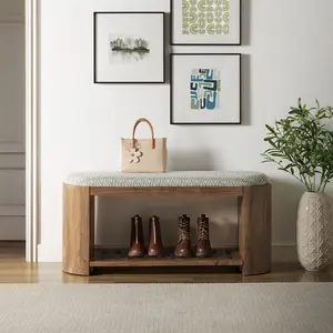 Ashby 45" Geometric Upholstered Bench in Natural Geometric