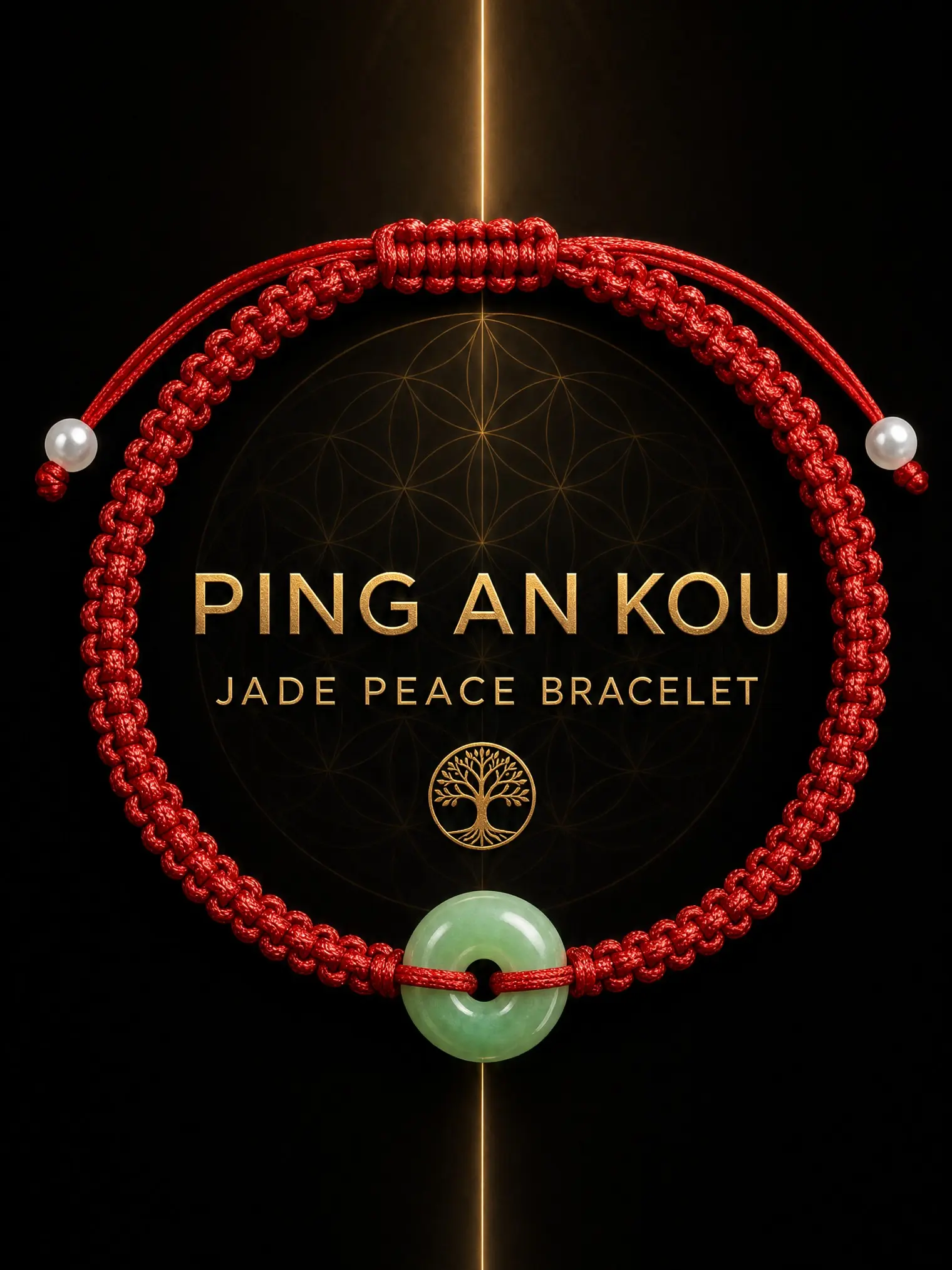 Minimalist Natural Jadeite Pi Disc Bracelet - Unisex Classic Jewelry, Handwoven Red Cord with Adjustable Sliding Knot, Polished Finish for Strength, Balance & Protection