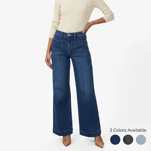 Women's Mid Rise Wide Leg Jeans Vintage Wash Patch Pockets Cuffed Hem Comfortable Soft Multiple Colors Spring New Arrival Casual Streetwear Retro Pants for Trendy Teens Young Women Daily TikTok Viral outdoorfun