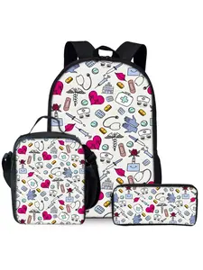 Medical Print 3-Piece Backpack Set (Backpack, Lunch Bag, Pencil Case)