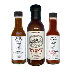 Seed Ranch Flavor Co - The Grill Bundle - Umami Everyday Sauce, NashSeoul Hot Sauce & Rocky Mountain BBQ - Perfect for Cooking and Marinating Meats and Vegetables