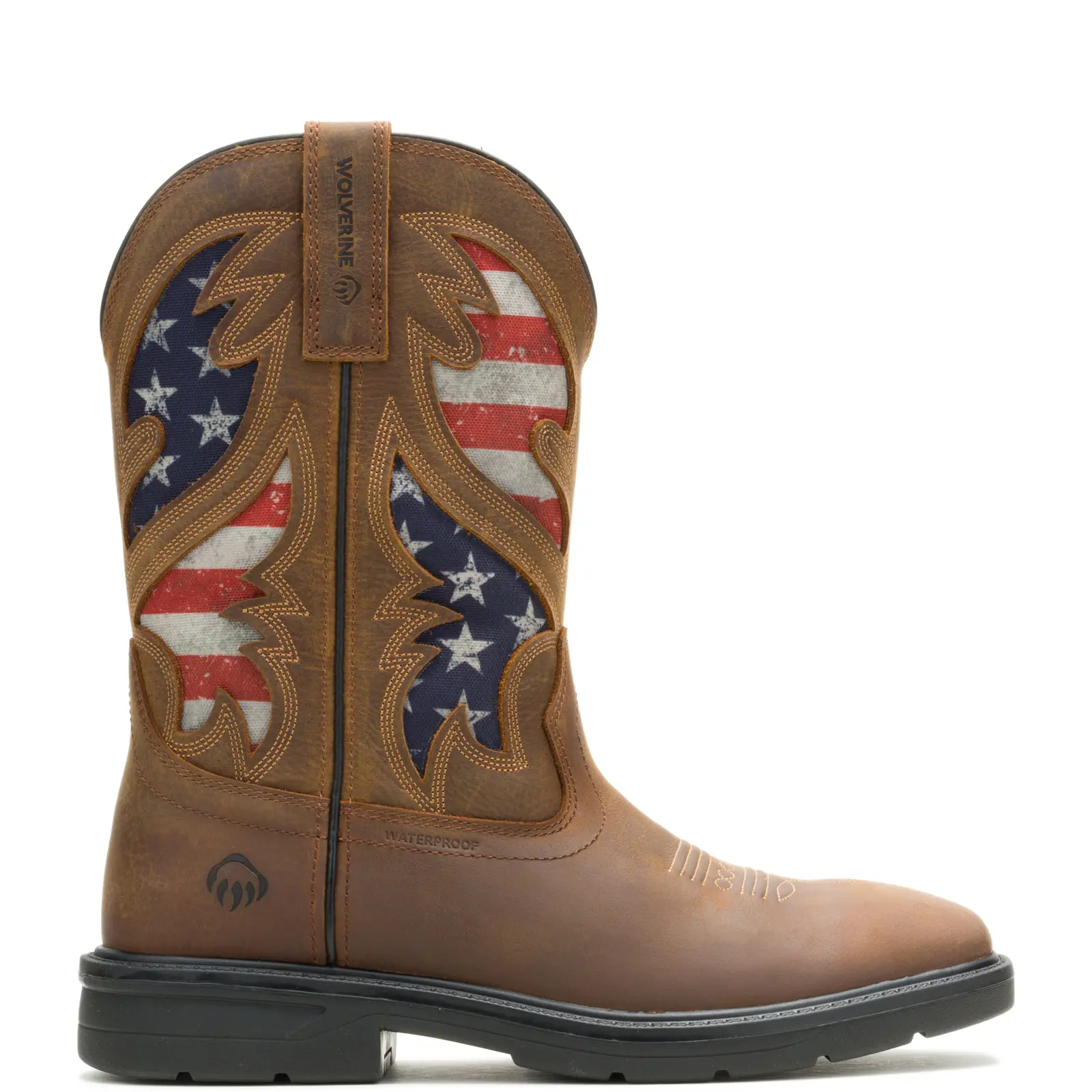 Wolverine Rancher Flag RWB Waterproof 10" Mens Brown Work & Safety Boots