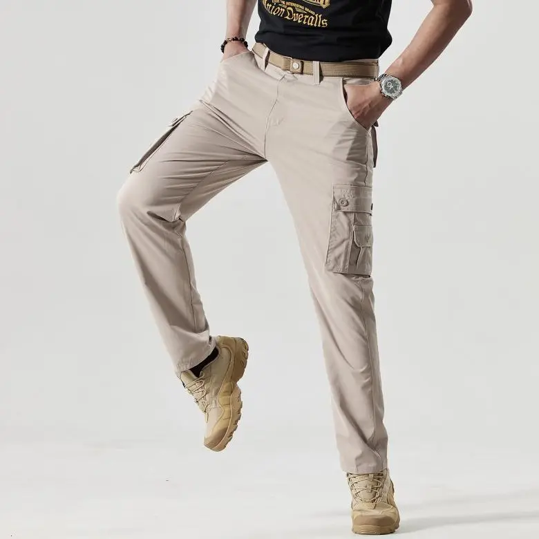 Men’s Multi-Pocket Cargo Pants – Outdoor Tactical Long Pants, Vintage Military Style Casual Pants, Loose Functional Cargo Pants