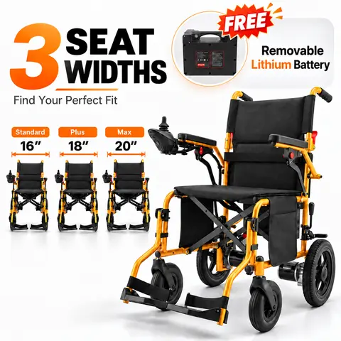 【Zygenair】Battery Operated Wheelchair for Adults, 16in/18in/20in Seat Width, Lightweight Compact Foldable Steel Frame, 15mi Range, 12Ah & 13Ah Lithium Batteries, 500W Motor, 330Lbs Capacity, Shock-Absorbent