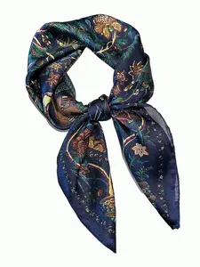 Women's Fashion Floral Print Square Scarf, Soft Multifunctional Headband, Casual Style for All Seasons, Thin Woven Fabric, Silk Feeling Scarf, Boho Style Scarf