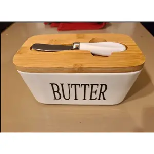 White Butter Dish with Lid 650ml | Butter Dishes with Covers | Covered Butter Dish for Countert