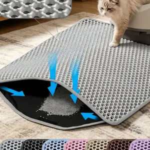 Waterproof EVA Cat Litter Mat - Double-Layer Honeycomb Design Traps Litter, Easy Clean & Floor Protection#Summervibes #petLovers	 	 	