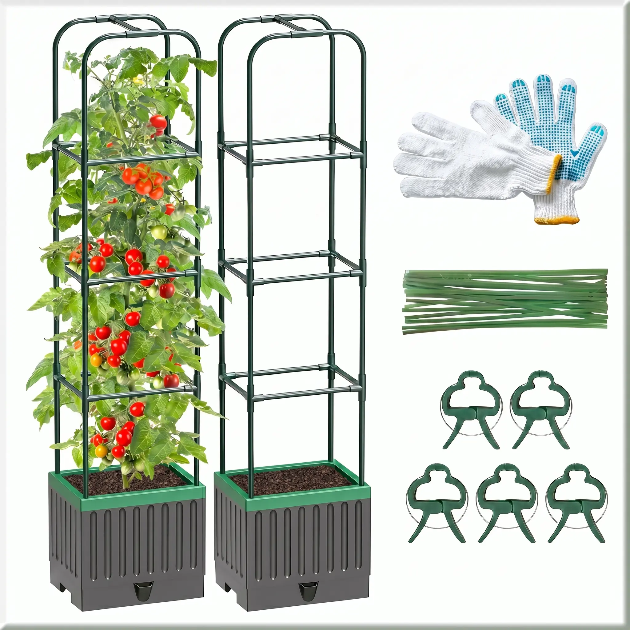 Tomato Planter with Trellis, Raised Garden Bed with Trellis, 68.7" self Watering Tomato Planter, Expandable Structure, for Climbing Plants, Vegetable Vines & Flowers