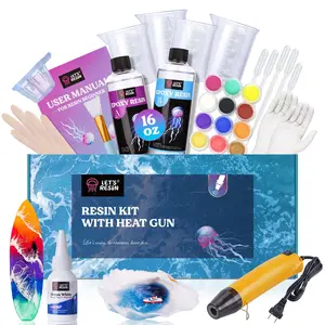 16oz Clear Resin Kit with Heat Gun, Father's Day Gift, Premium Crystal Epoxy Resin with White Pigment Paste,High Gloss & Bubbles Free Resin Hardener Kit for Art Crafts,Molds, Making Ocean Wave - LET'S RESIN
