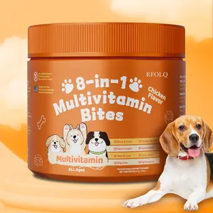 RFOLQ Dog Multivitamin, Chewable Dog Vitamins and Supplements for Hip & Joints, Skin & Coat, Omega 3 Fish Oil for Dogs- Senior & Puppy Multivitamin- 100ct