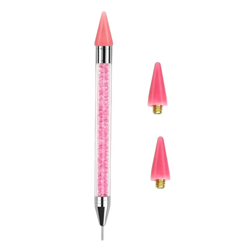 2 Pcs Rhinestone Picker Tool with 2 Extra Wax Tips, Dual-Ended DIY Manicure Nail Art Decoration Kit for Rhinestones and Gemstones, Crystals, Nail Kit Set, Bling Kit