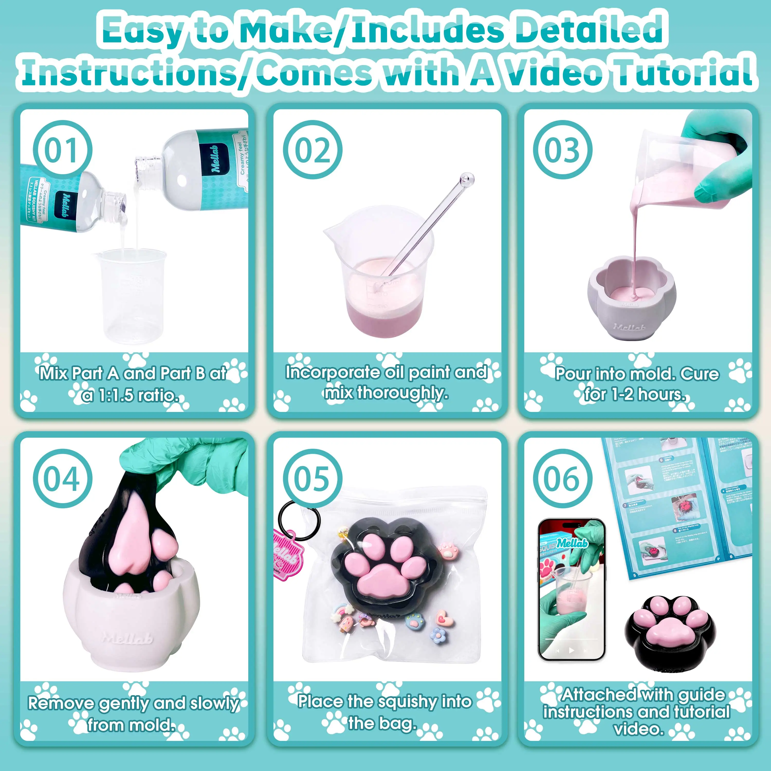 mukiti Vita Bubble 10000 2本セット MELLAB Taba Squishy Making Kit , 18OZ Gel for creamy Fidget toy