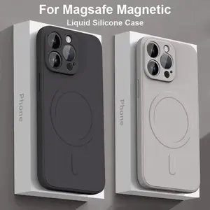 Liquid Silicone Case For iPhone 16 17 15 14 13 12 11 Pro Max Plus Mini Air For Magsafe Magnetic Wireless Charge Soft Cover funda