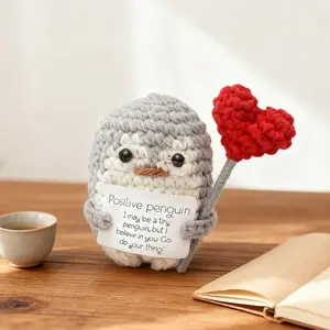 Positive Crochet Animals, Positive Penguin & Duck, Birthday Gifts for Women, Emotional Support, Autumn Decor, 1-Year Anniversary Gift, Handmade Crochet Penguin, Cute Animal Design, Handmade Crochet Figure