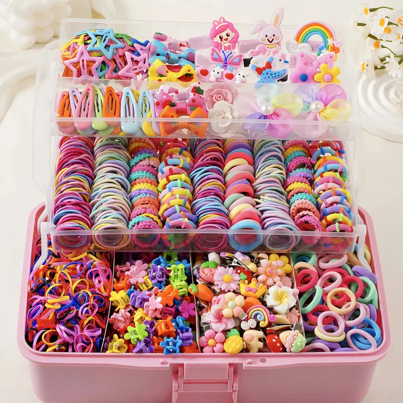 [Hair Accessory Set] 200-piece/618-piece dopamine sweet hair accessory set, suitable little girls, includes bow hair clips, princess hair clips, star and teardrop hair clips, flower hair clips, and simple hair ties