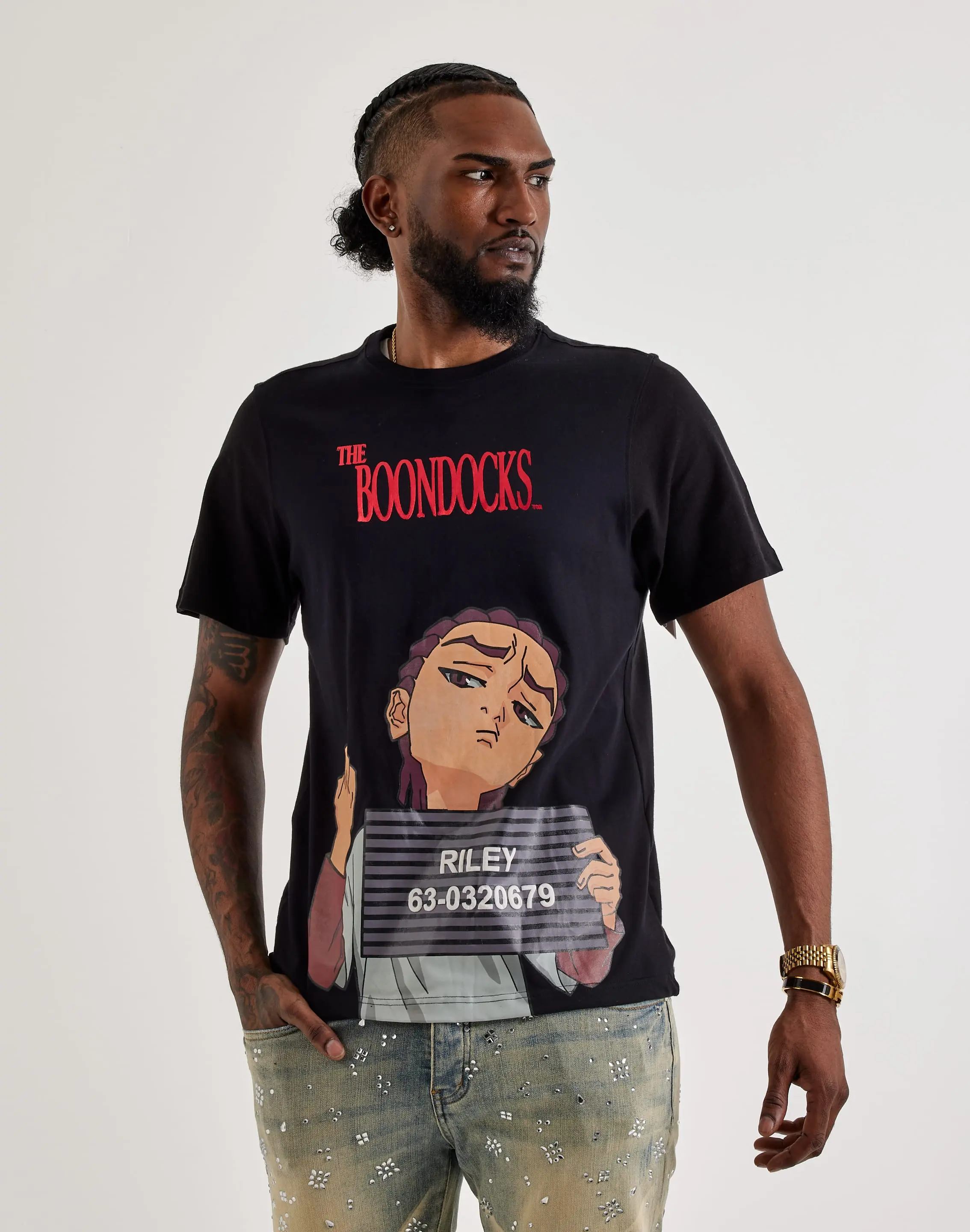 Mens Virtual Threads The Boondocks Riley Mugshot Tee