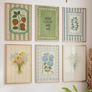 6pcs Vintage Posters, Inspirational Quotes Art Prints, Minimalist Design, Bedroom & Living Room Decor, Frameless Wall Art