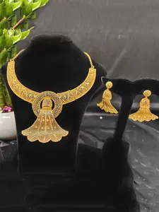 Women's Elegant Leaf Print Necklace & Earring Set, Copper Material, All-Season Jewelry, Perfect Gift for Her