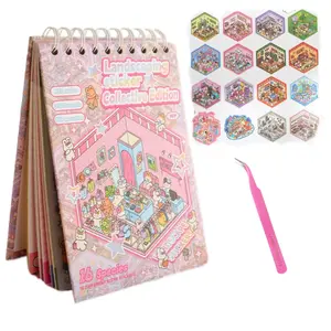 3D Scene Sticker Book 16 Sets Valentine Crads & Tweezer ASMR Creative Scrapbooking Crafting Kit Journal Making Funny Halloween Christmas Gift