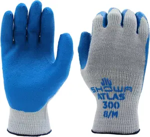 Atlas 300M Fit 300 Work Gloves, 12-Pair Bulk Pack, Crinkle Better Grip, Black or Blue, Safety Work Gloves