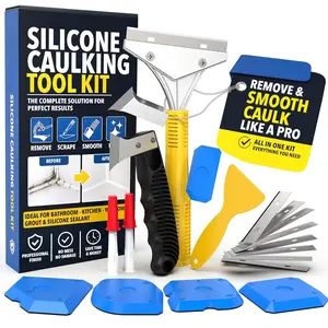 23 count Caulking Tool Kit - Stainless Steel Scrapers & 10 Replacement  -   Remover Set - for Bathroom Kitchen Tile Window Sealant Removal