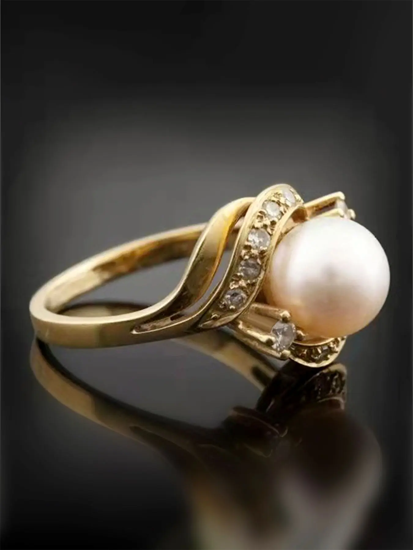 1 PC Luxury Cubic Zirconia Faux Pearl Pearl Embellished Ring For Women Beautiful Rings For Wedding Engagement Party Jewelry Valentine's Day Gift Cubic Zirconia Rings