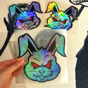 Evil Rabbit Car Stickers, Cartoon Anime Theme Universal Car Sticker, Sticker for Cars, Waterproof Vinyl Decals, Suitable for Car Windows, Bumpers, Motorbike Front Fairings, Fuel Tanks, Ideal for Modification Decoration