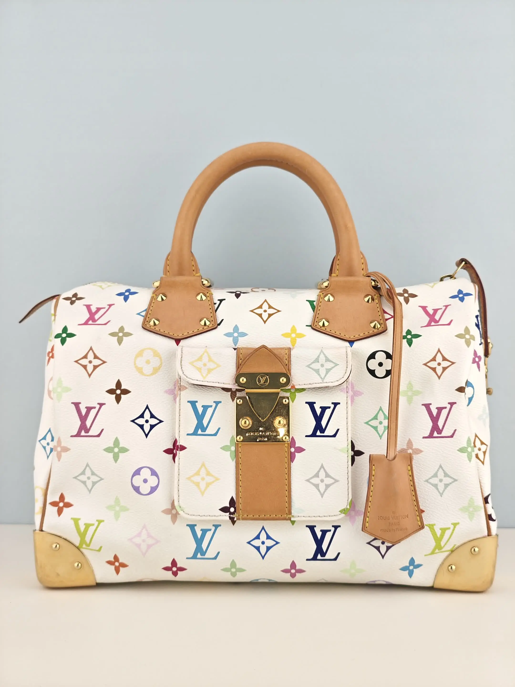 Pre-owned Monogram Multicolore coated canvas Clutches & Wristlets Louis Vuitton Monogram Multicolor Speedy 30 White【SP5100】【RI1115】【SP0087】